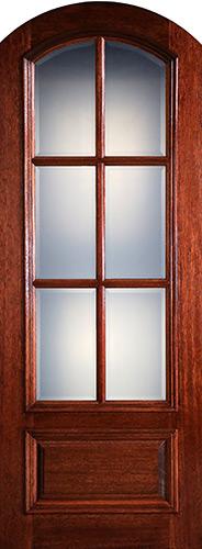 Preston 36" x 8'0" 6-Lite Low-E Arch Top Mahogany Wood Door Slab