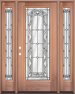 Full Lite Mahogany Wood Door Unit with Sidelites #292