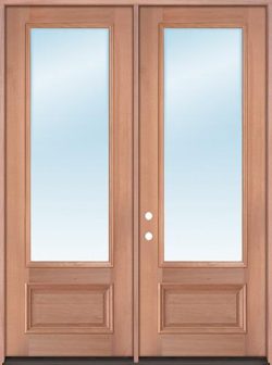 8'0" Tall 3/4 Lite Clear Low-E Mahogany Wood Double Door Unit