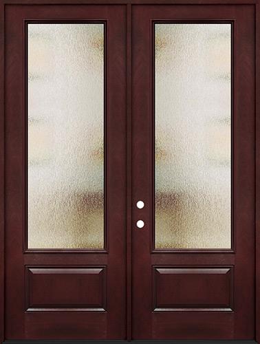 Privacy Glass 8'0" Tall 3/4 Lite Pre-finished Fiberglass Double Door Unit
