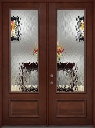 borduurwerk Zo snel als een flits Bij naam 8'0" Tall Privacy Glass 3/4 Lite Pre-finished Mahogany Wood Double Door  Unit - Door Clearance Center