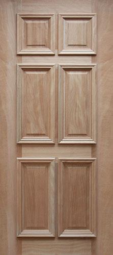 6 Panel Mahogany Wood Door Slab #UM11