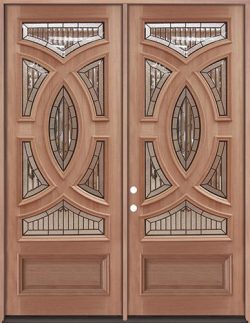 8'0" Tall Baseball Mahogany Prehung Double Wood Door Unit #A8025-22