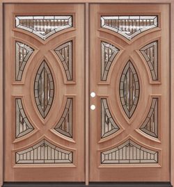 Baseball Mahogany Prehung Double Wood Door Unit #A8025-22