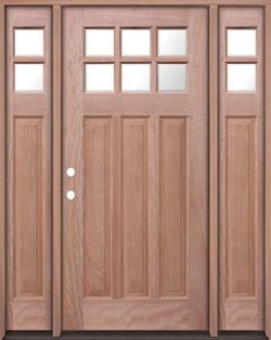 6-Lite Craftsman Mahogany Prehung Wood Door Unit with Sidelites #UM43