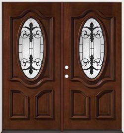 3/4 Oval Mahogany Prehung Double Wood Door Unit #51