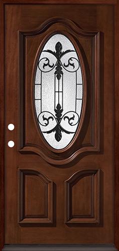 3/4 Oval Mahogany Prehung Wood Door Unit #51