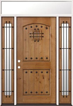 Rustic Knotty Alder Prehung Wood Door Unit with Transom #20