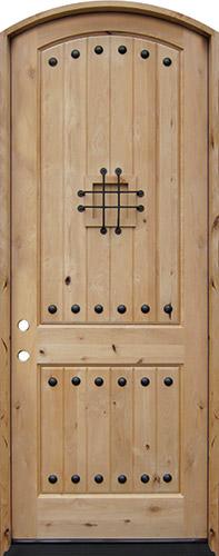 8'0" Tall Rustic Knotty Alder Arched Prehung Wood Door Unit #5214