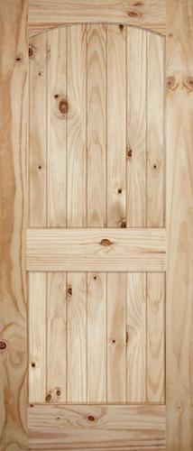 7'0" Tall Wide 2-Panel Arch V-Grooved Knotty Pine Barn Door Slab