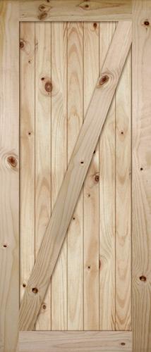 7'0" Tall Wide Z-Bar V-Grooved Knotty Pine Barn Door Slab