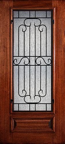 Hamilton 3/4 Lite Grille Mahogany Wood Door Slab #7452