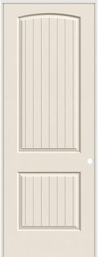 8'0" 2-Panel Arch V-Groove Smooth Molded Interior Prehung Door Unit