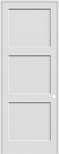 8'0" Tall 3-Panel Shaker Primed Interior Prehung Wood Door Unit