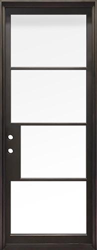42" x 97" Modern 4-Lite Iron Prehung Door Unit
