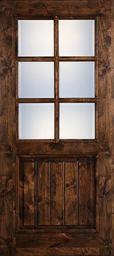 Preston 36" x 6'8" 6-Lite Low-E Knotty Alder Wood Door Slab