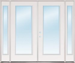 8'0" Wide Full Lite Fiberglass Patio Prehung Double Door Unit with Sidelites