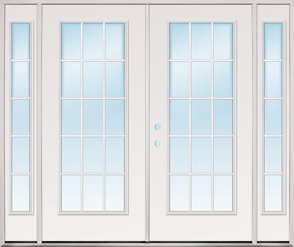 8'0 Wide 15-Lite Fiberglass Patio Prehung Double Door Unit with Sidelites  - Door Clearance Center