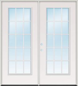 15-Lite Fiberglass Patio Prehung Double Door Unit