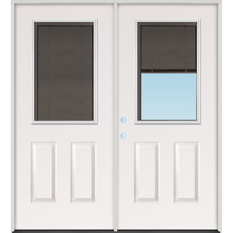 Slate Miniblind Half Lite Steel Patio Prehung Double Door Unit Clearance Center Steel Patio Prehung Double Door Unit