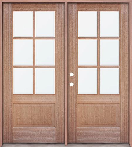 6 Lite Low E Mahogany Prehung Wood Double Door Unit Door Clearance Center