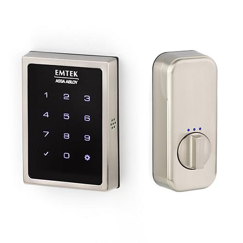 Emtek Square Touchscreen Deadbolt Satin Nickel Door Clearance Center