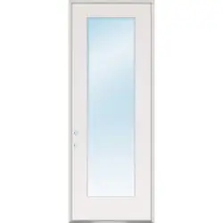 8'0" Tall Full Lite Low-E Fiberglass Prehung Door Unit - Prehung Left Hand Inswing, 36"