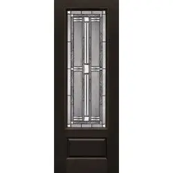 8'0" Tall 3/4 Lite Finished Fiberglass Door Slab #297 - Prehung Right Hand Inswing, Pre-finished PVC