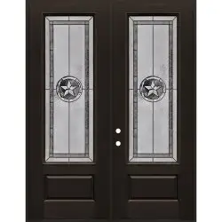 Texas Star 8'0" Tall 3/4 Lite Finished Fiberglass Double Door Unit #90 - Prehung Right Hand Inswing, Pre-finished PVC