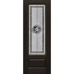 Texas Star 8'0" Tall 3/4 Lite Finished Fiberglass Door Slab #90 - Prehung Right Hand Inswing, Pre-finished PVC
