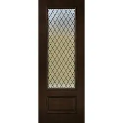 Diamond Granite 8'0" Tall 3/4 Lite Espresso Mahogany Wood Door Slab #393 - Prehung Left Hand Inswing, Primed