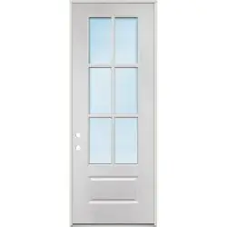 8'0" Tall 6-Lite Clear Fiberglass Prehung Door Unit #5206 - Prehung Left Hand Inswing
