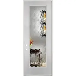 Privacy Glass 8'0" Tall Full Lite Fiberglass Prehung Door Unit