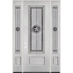 Texas Star 8'0" Tall 3/4 Lite Fiberglass Prehung Door Unit with Sidelites #90 - Prehung Right Hand Inswing