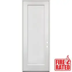 Fire Rated 8'0" Tall 1-Panel Shaker Fiberglass Prehung Door Unit - Prehung Left Hand Inswing