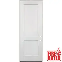 Fire Rated 8'0" Tall 2-Panel Shaker Fiberglass Prehung Door Unit - Prehung Right Hand Inswing, 32"
