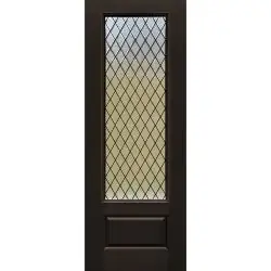 Diamond Granite 8'0" Tall 3/4 Lite Finished Fiberglass Door Slab #393 - Prehung Right Hand Inswing, Pre-finished PVC