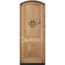 8'0" Tall Rustic Knotty Alder Arched Prehung Wood Door Unit #5213 - 32", Prehung Left Hand Inswing