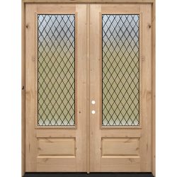 Diamond Granite 8'0" Tall 3/4 Lite Knotty Alder Wood Double Door Unit #393