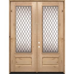 Diamond 8'0" Tall 3/4 Lite Knotty Alder Wood Double Door Unit #394
