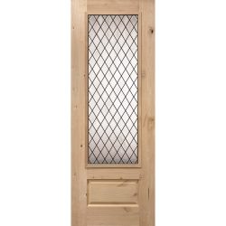 Diamond 8'0" Tall 3/4 Lite Knotty Alder Wood Door Slab #394