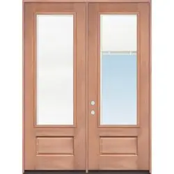 8'0" Tall 3/4 Mini-blind Mahogany Wood Double Door Unit