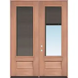 Slate 8'0" Tall 3/4 Mini-blind Mahogany Wood Double Door Unit