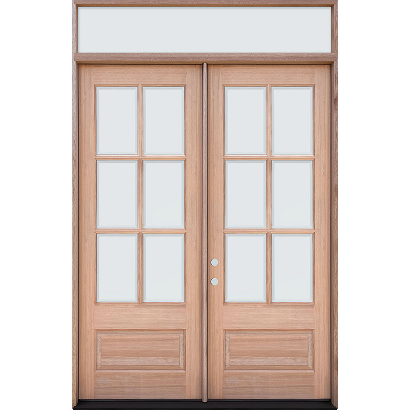 Double wood door with rectangular transom ⋆ Portatec