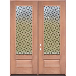 Diamond Granite 8'0" Tall 3/4 Lite Mahogany Wood Double Door Unit #393