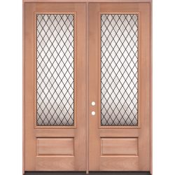 Diamond 8'0" Tall 3/4 Lite Mahogany Wood Double Door Unit #394