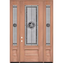 Texas Star 8'0" Tall 3/4 Lite Mahogany Wood Door Unit with Sidelites #90