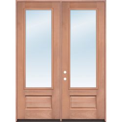 8'0" Tall 3/4 Lite Clear Low-E Mahogany Wood Double Door Unit