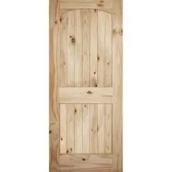 7'0" Tall 2-Panel Arch V-Grooved Knotty Pine Barn Door Slab - 36"