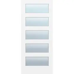 100" Tall Modern 5-Lite Primed Barn Door Slab - 42"